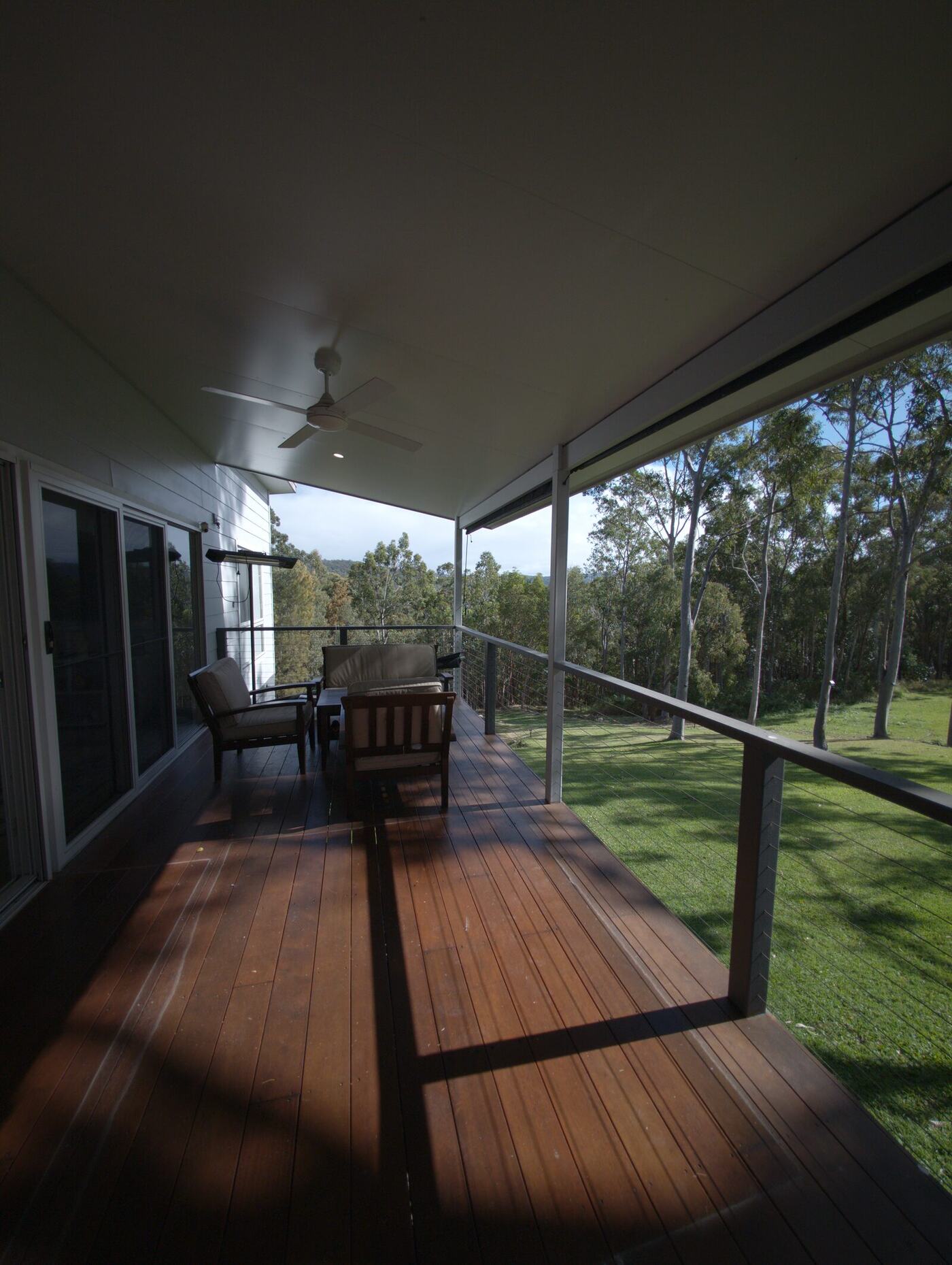 Timber entertaining deck looking out over the bushland